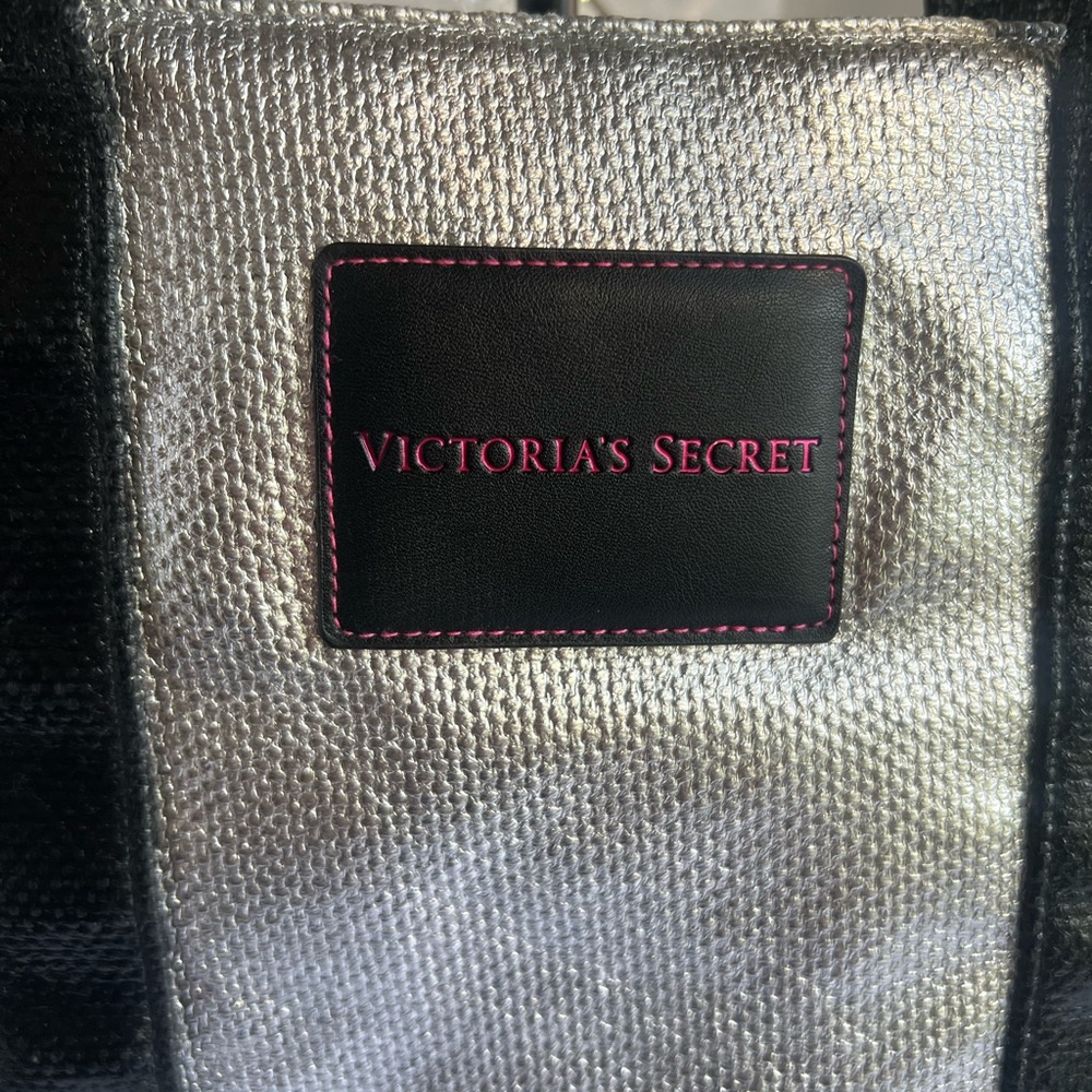 Victoria's Secret Silver and Black Tote Bag  24X15 - Picture 6 of 9
